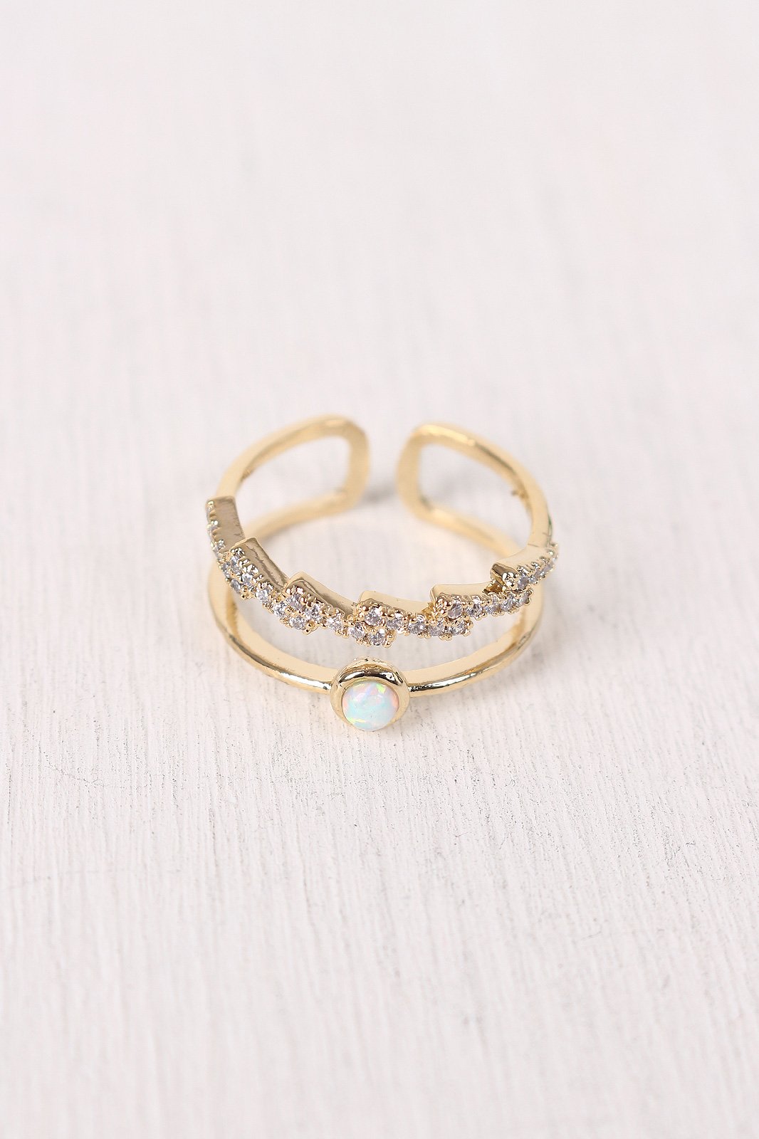 Open Ended Rhinestone Lightening Bolt Ring