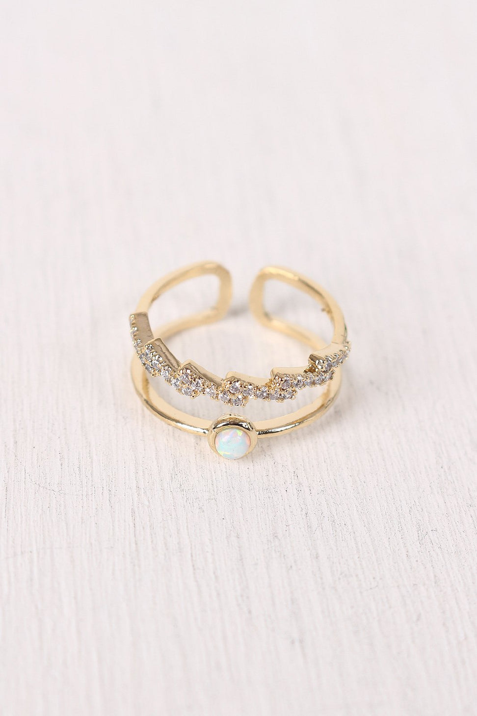 Open Ended Rhinestone Lightening Bolt Ring