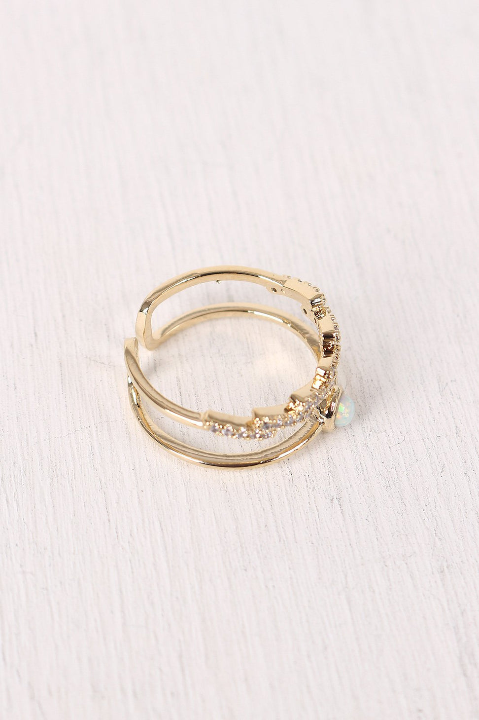 Open Ended Rhinestone Lightening Bolt Ring