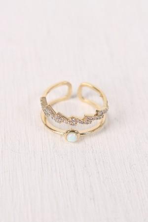 Open Ended Rhinestone Lightening Bolt Ring