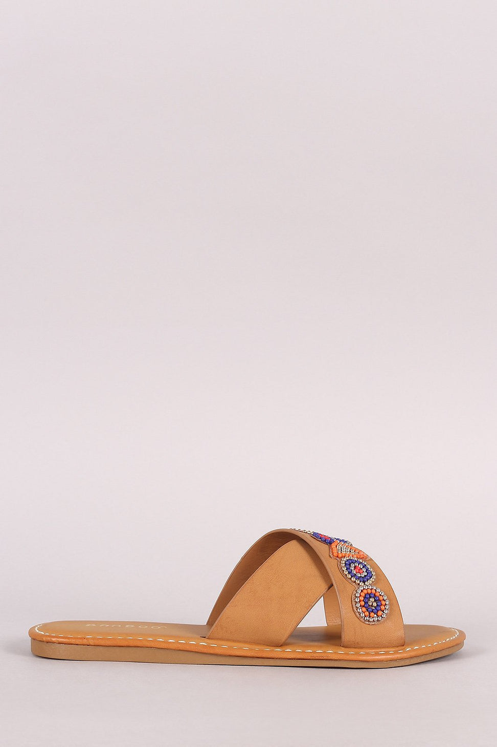 Bamboo Beadwork Crisscross Slide Sandal