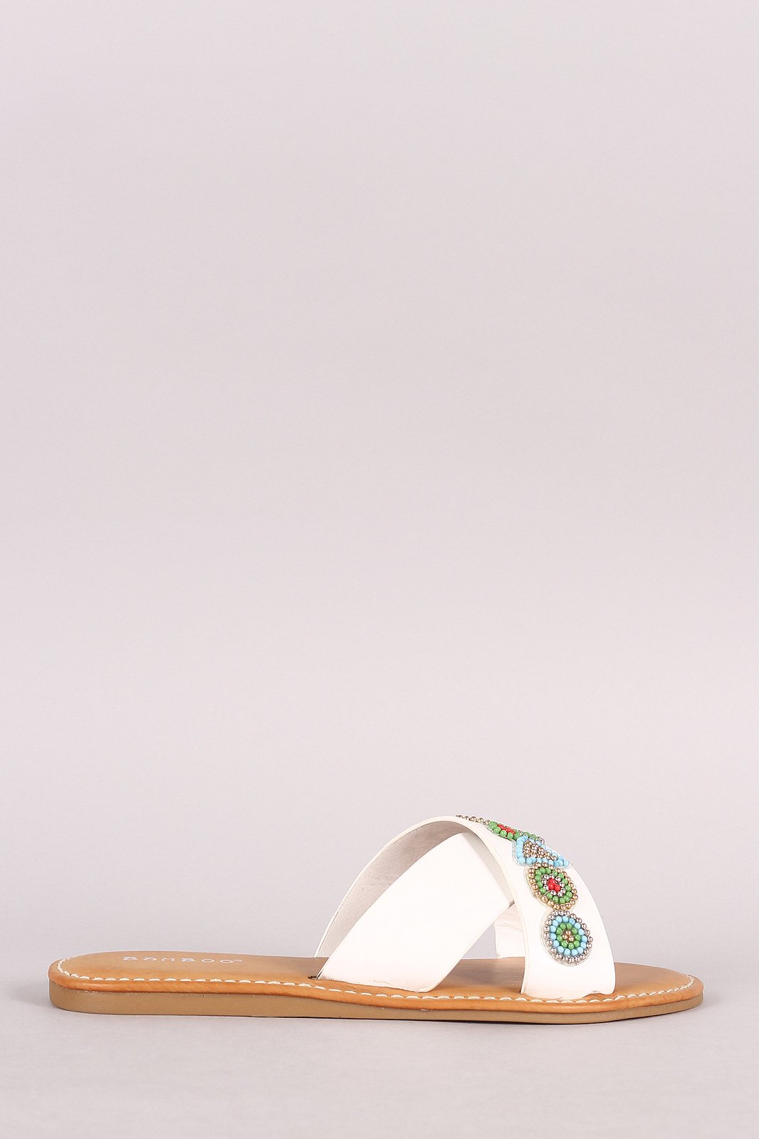 Bamboo Beadwork Crisscross Slide Sandal