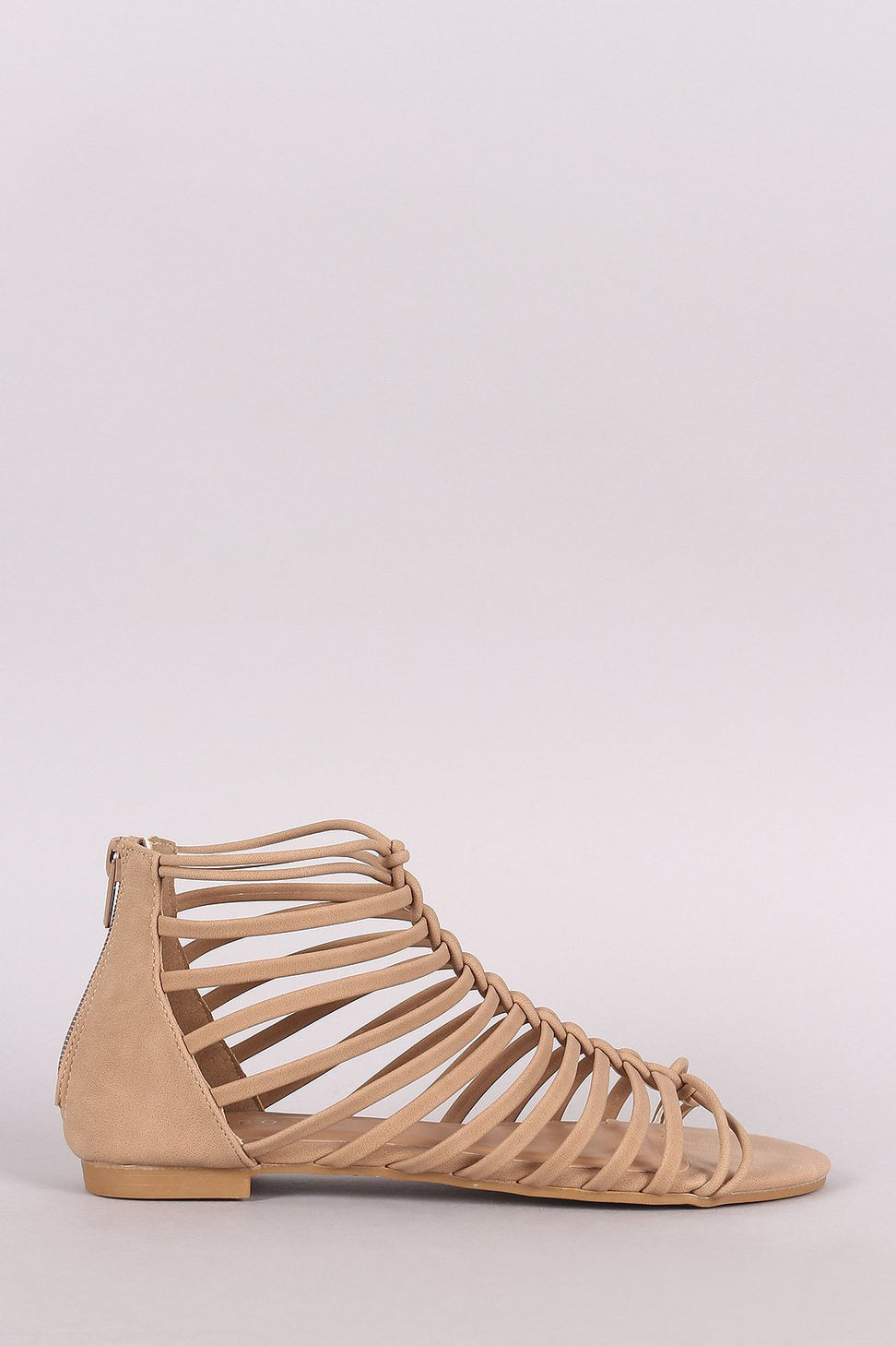 Bamboo Nubuck Braided Strappy Flat Sandal