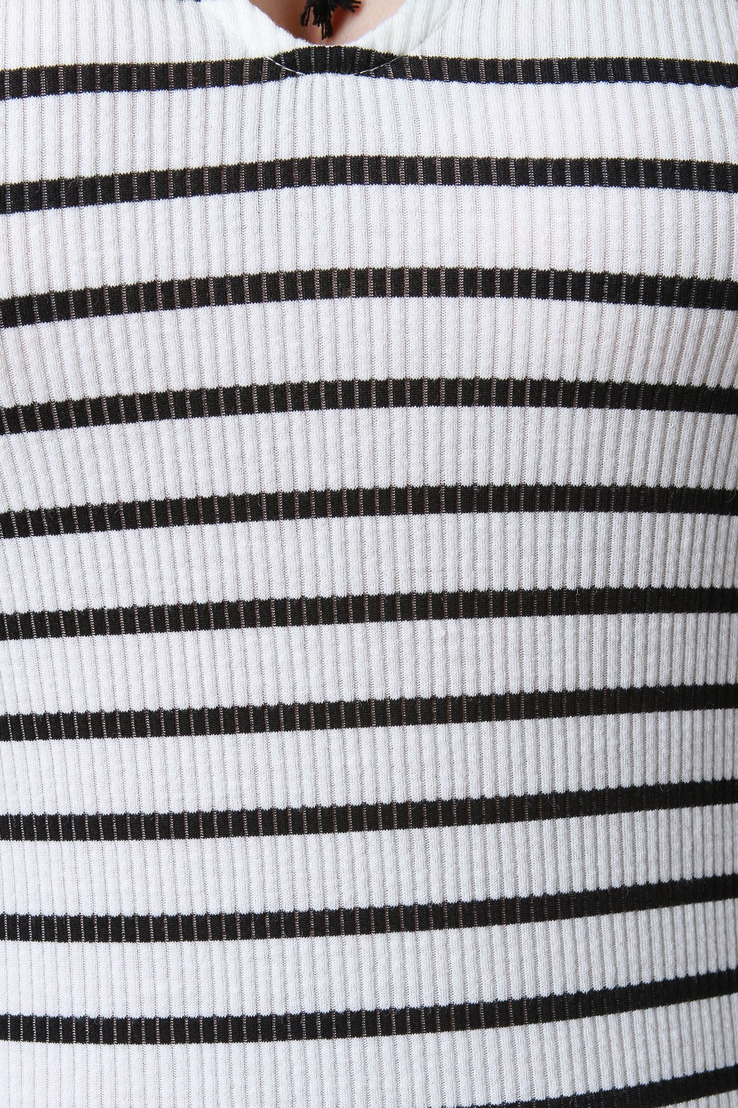 Lace-Up Choker Ribbed Knit Striped Dress