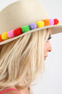 Multi Colored Pom Pom Panama Hat - NoveltyOne