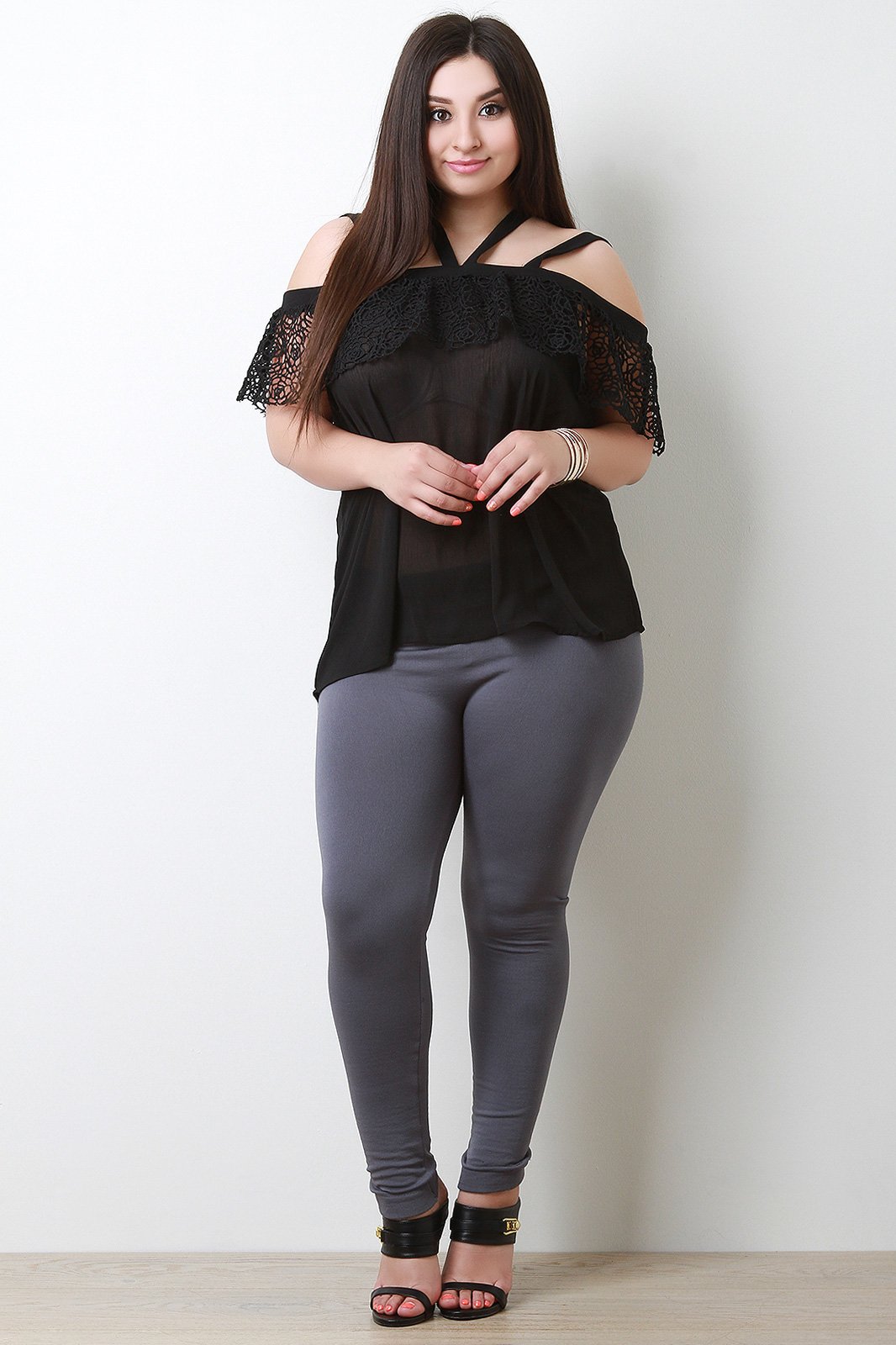 Tiered Floral Crochet Strappy Chiffon Top