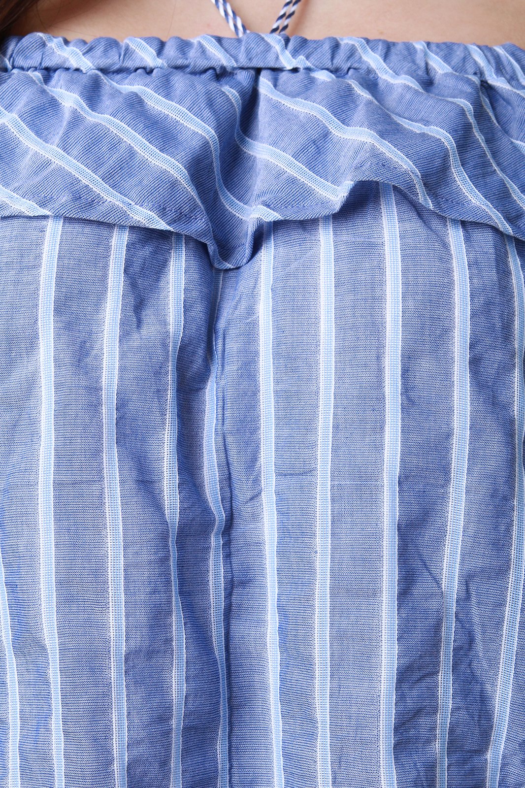 Off The Shoulder Ruffle Striped Shift Dress