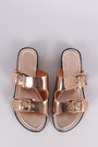 Buckle Accent Double-Band Slide Sandal