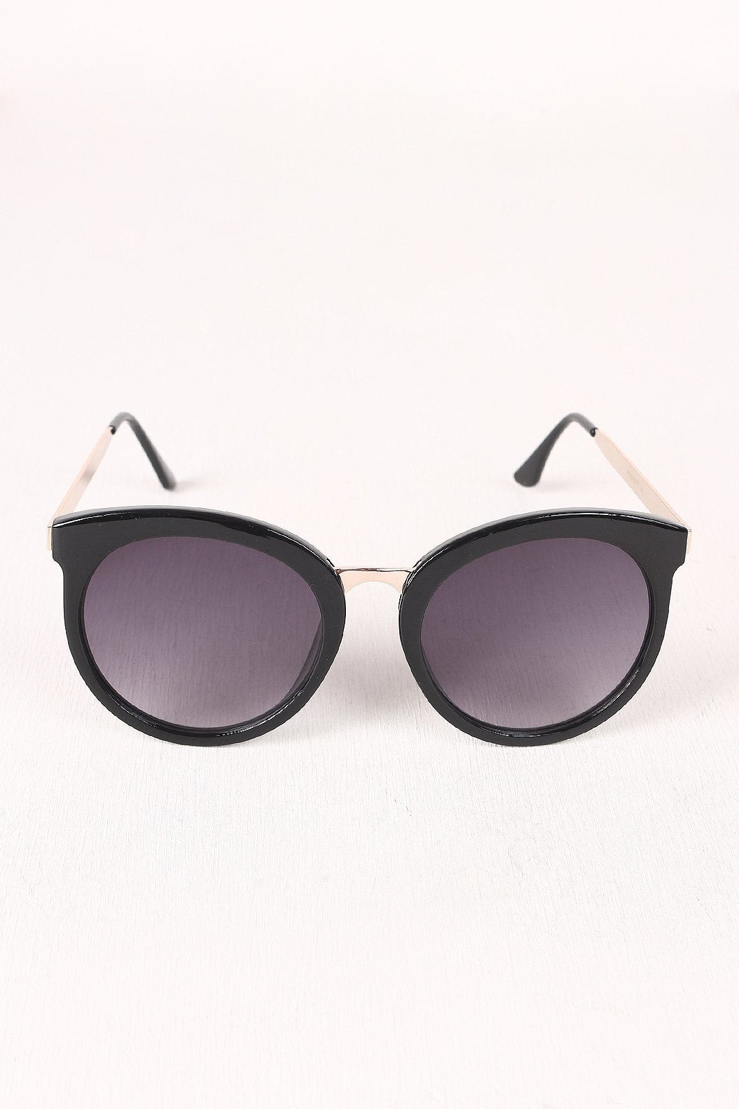 Oversized Metallic Accent Mirrored Sunglasses