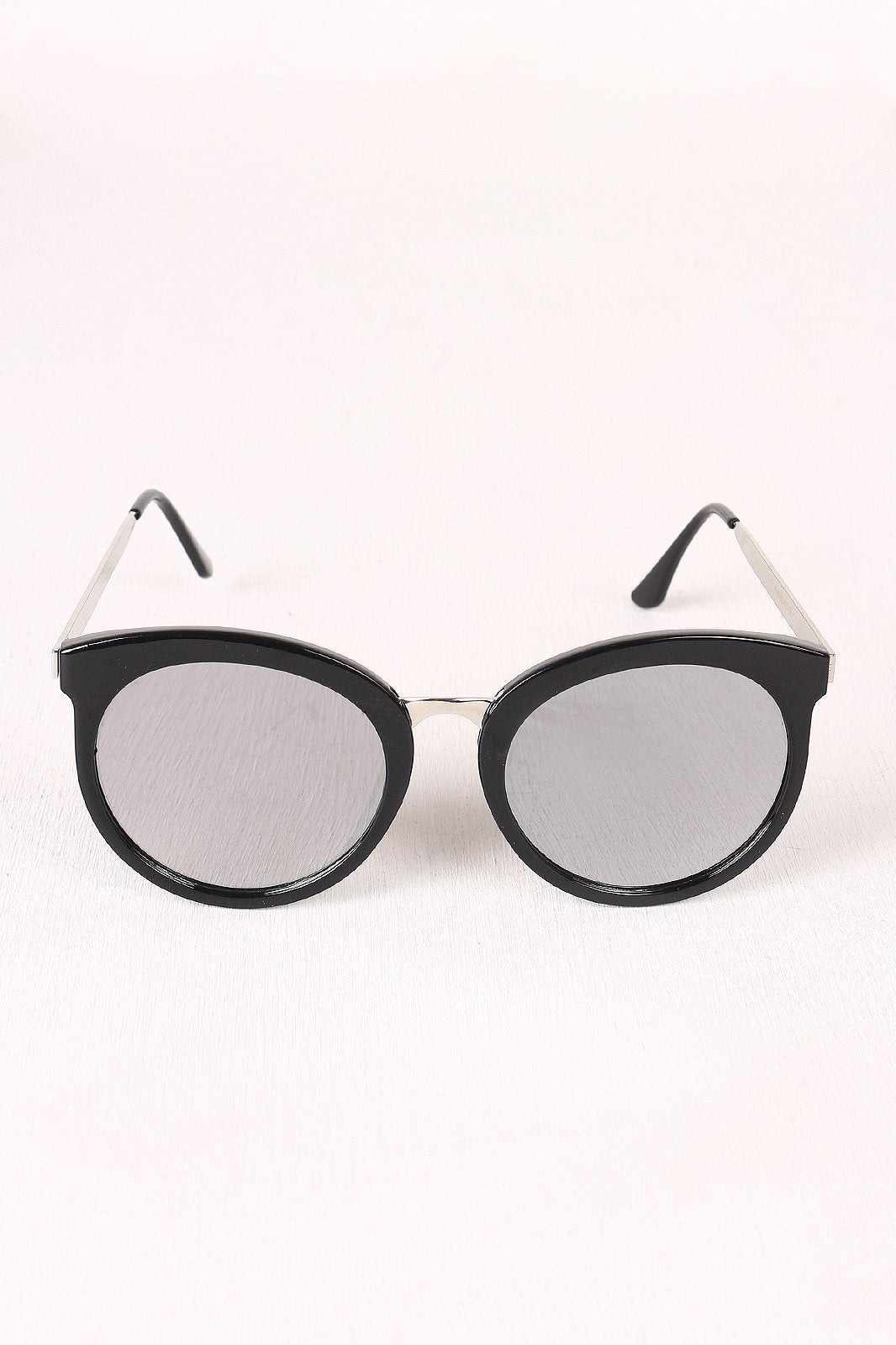 Oversized Metallic Accent Mirrored Sunglasses