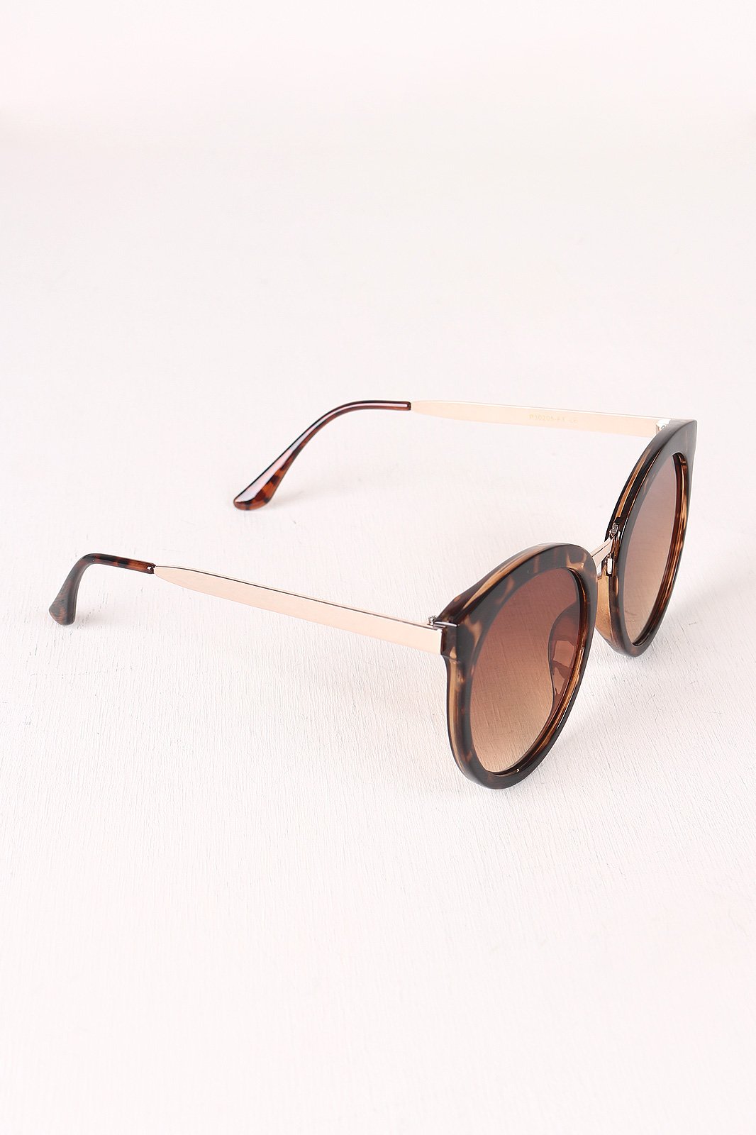 Oversized Metallic Accent Mirrored Sunglasses