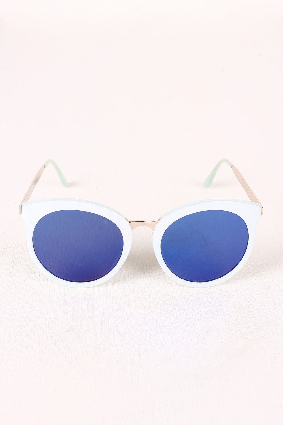 Oversized Metallic Accent Mirrored Sunglasses