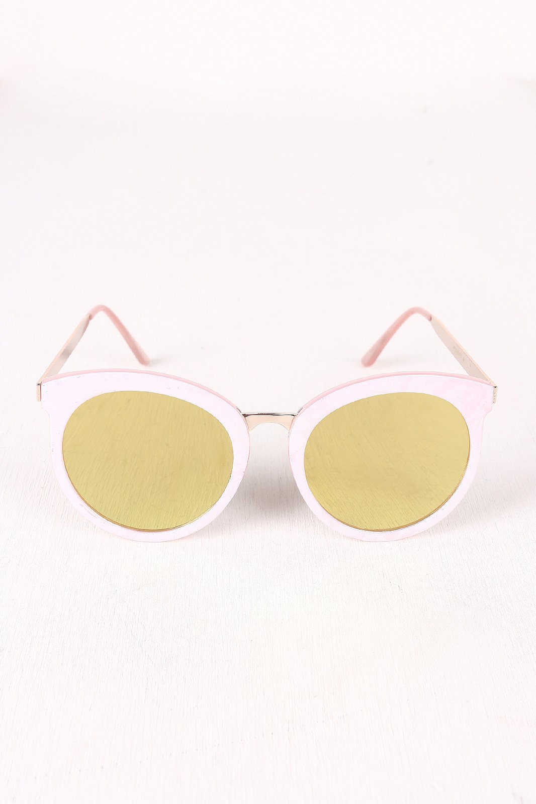 Oversized Metallic Accent Mirrored Sunglasses