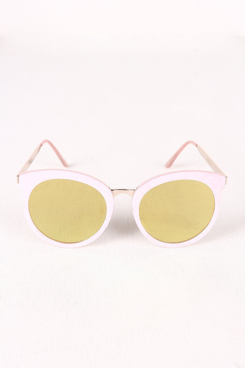 Oversized Metallic Accent Mirrored Sunglasses