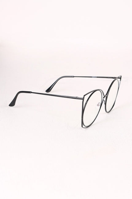 Oversized Clear Lens Open Wire Framed Glasses