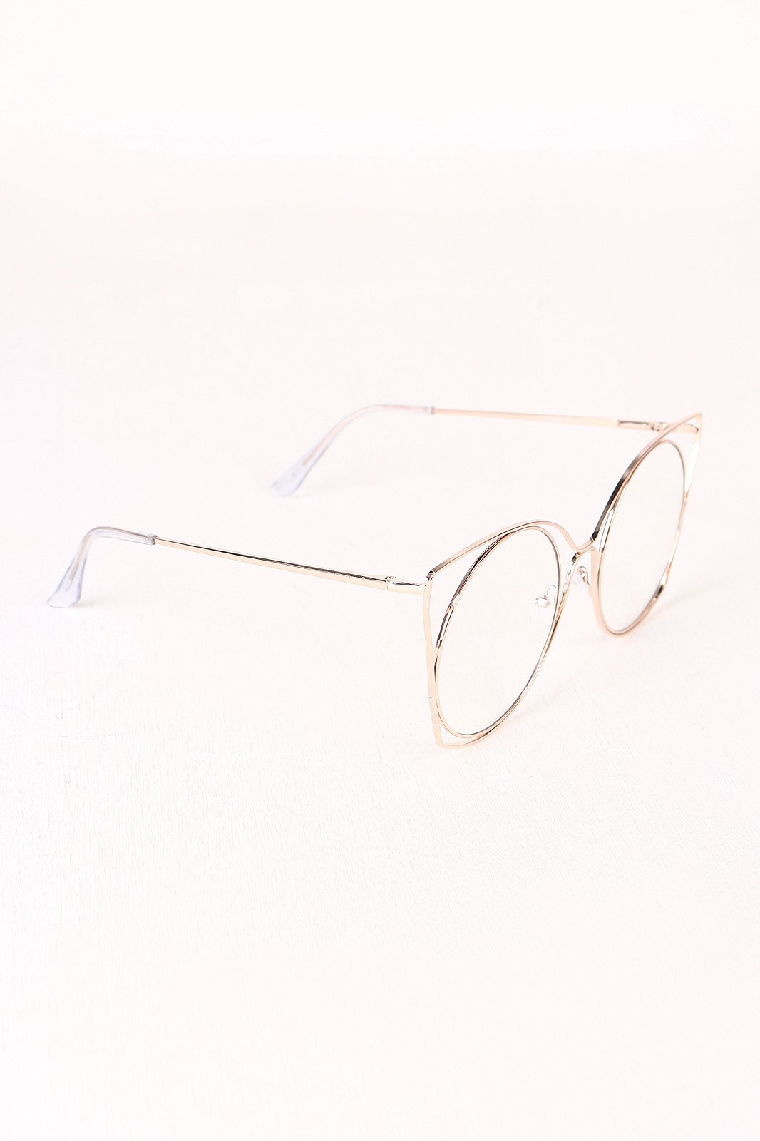 Oversized Clear Lens Open Wire Framed Glasses