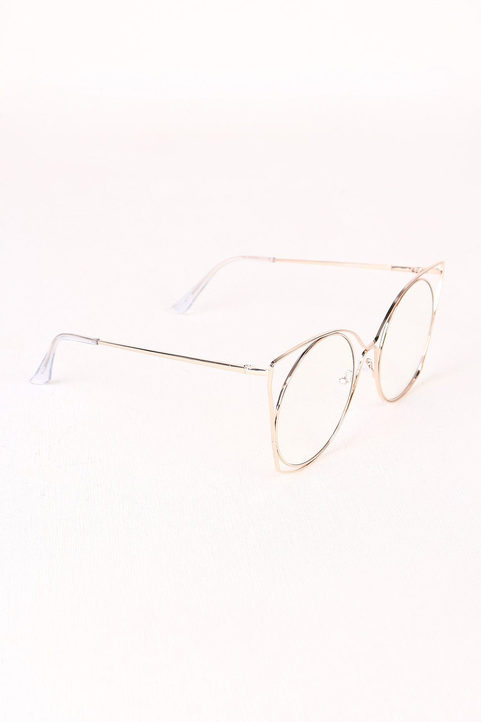 Oversized Clear Lens Open Wire Framed Glasses