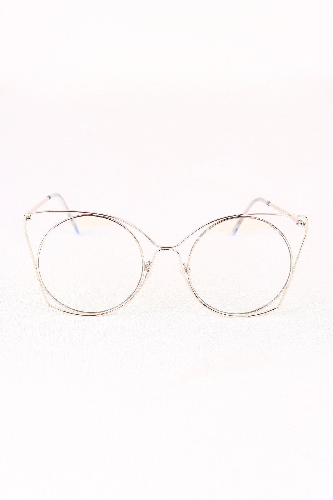 Oversized Clear Lens Open Wire Framed Glasses