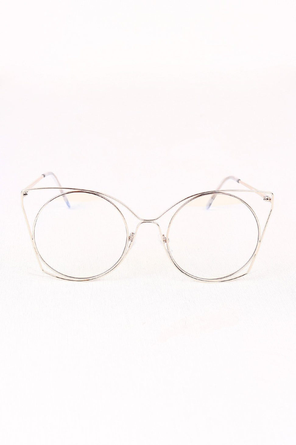 Oversized Clear Lens Open Wire Framed Glasses