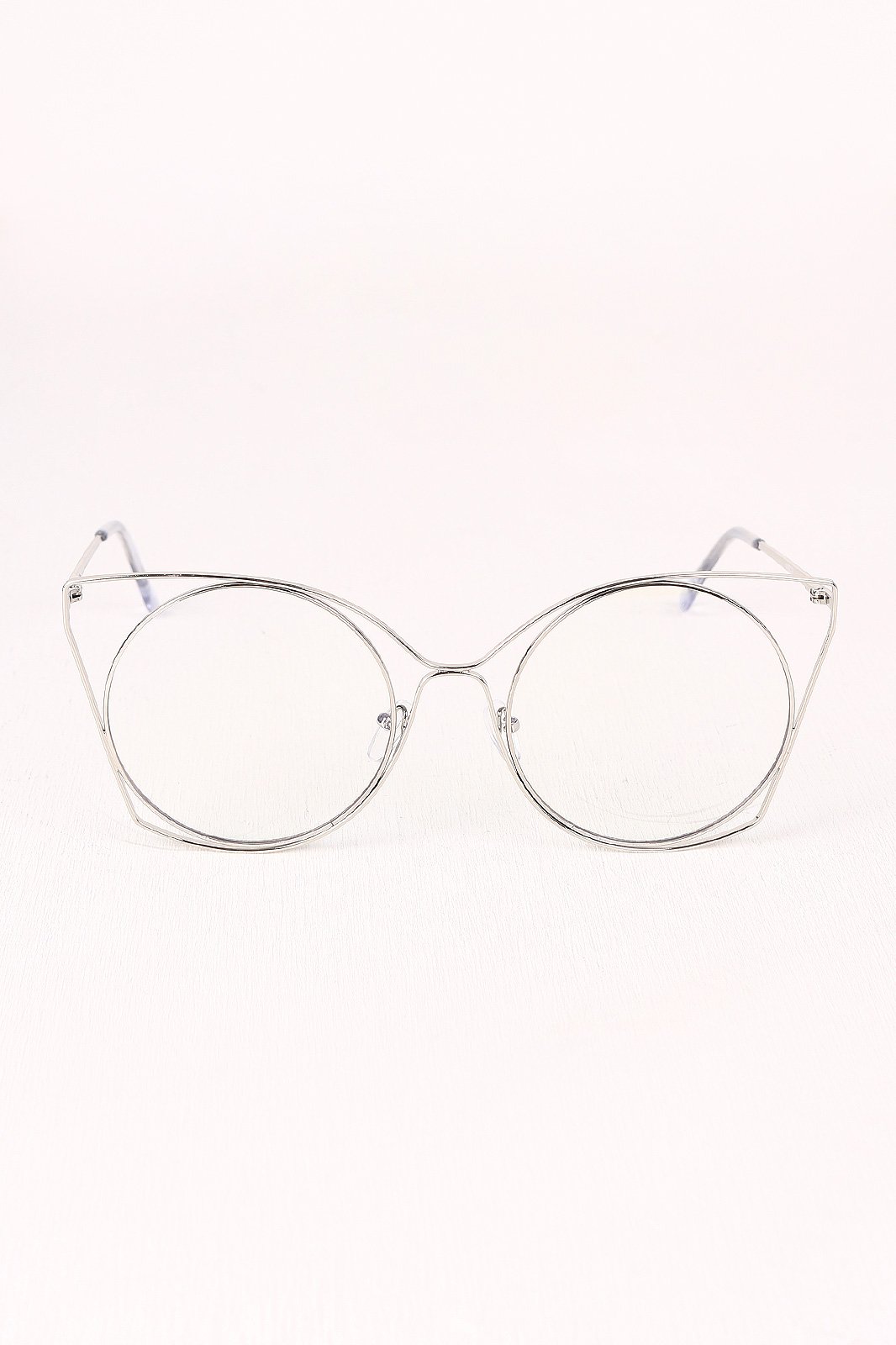 Oversized Clear Lens Open Wire Framed Glasses