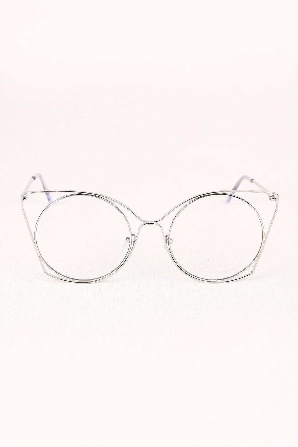 Oversized Clear Lens Open Wire Framed Glasses