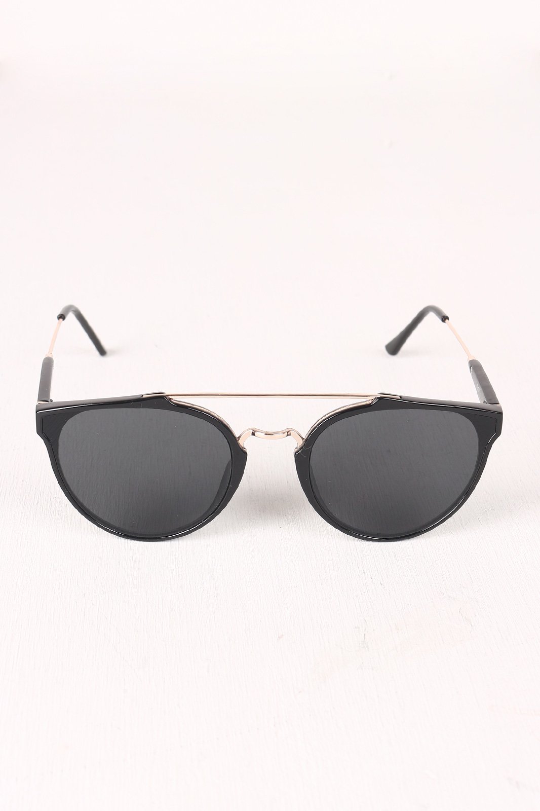 Retro Double Bridge Round Lens Sunglasses