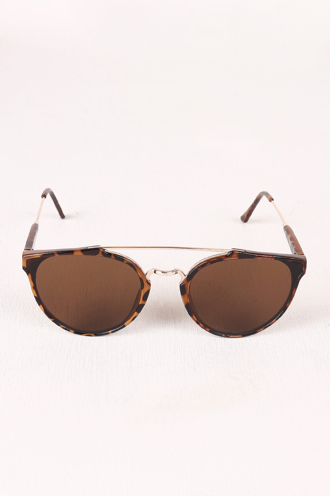 Retro Double Bridge Round Lens Sunglasses