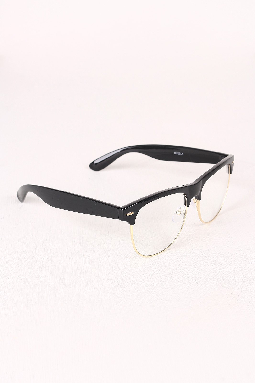 Semi-Wayfarer Design Crystal Clear Lens Glasses