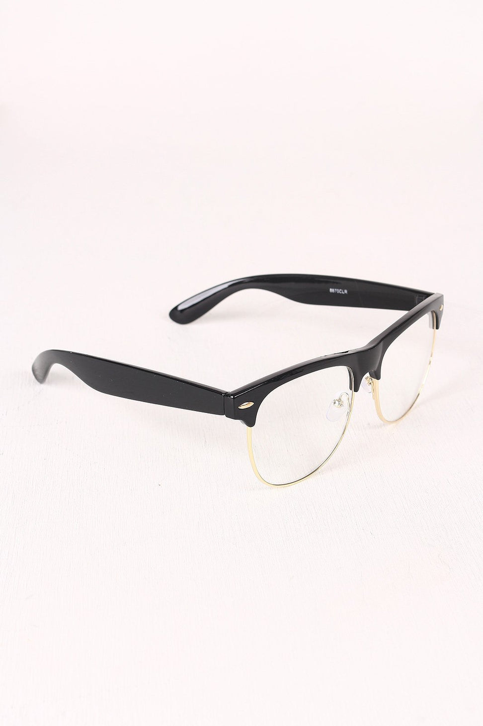 Semi-Wayfarer Design Crystal Clear Lens Glasses