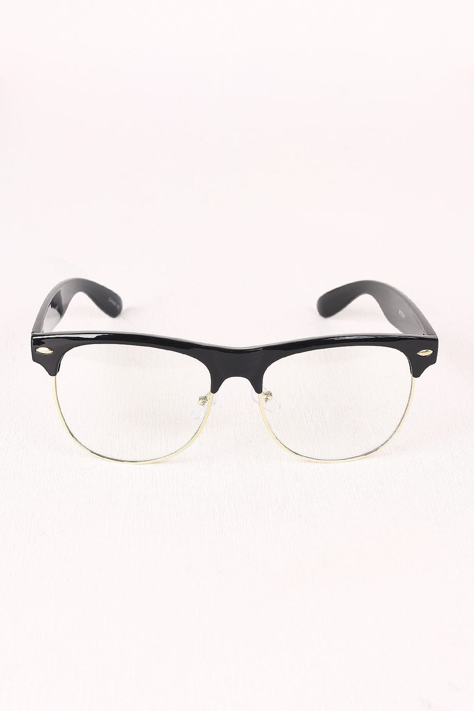 Semi-Wayfarer Design Crystal Clear Lens Glasses