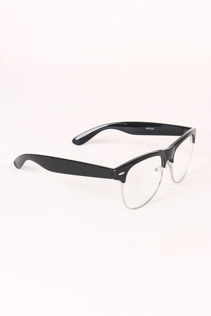 Semi-Wayfarer Design Crystal Clear Lens Glasses