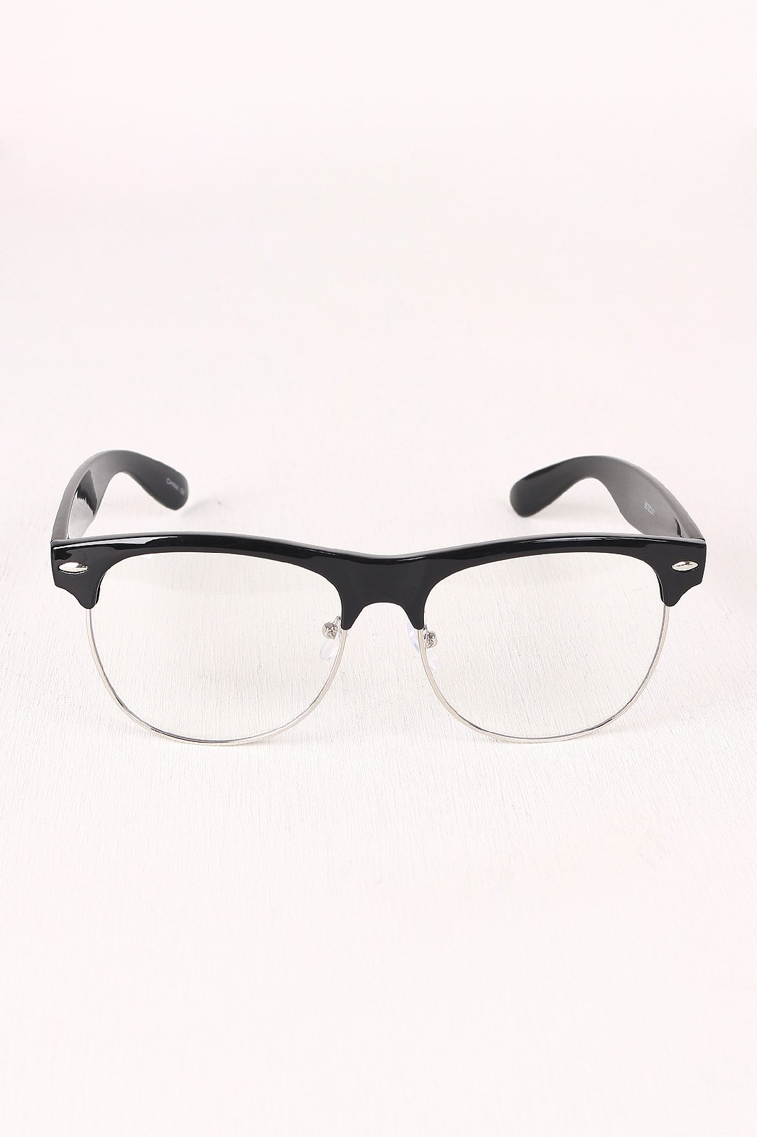 Semi-Wayfarer Design Crystal Clear Lens Glasses