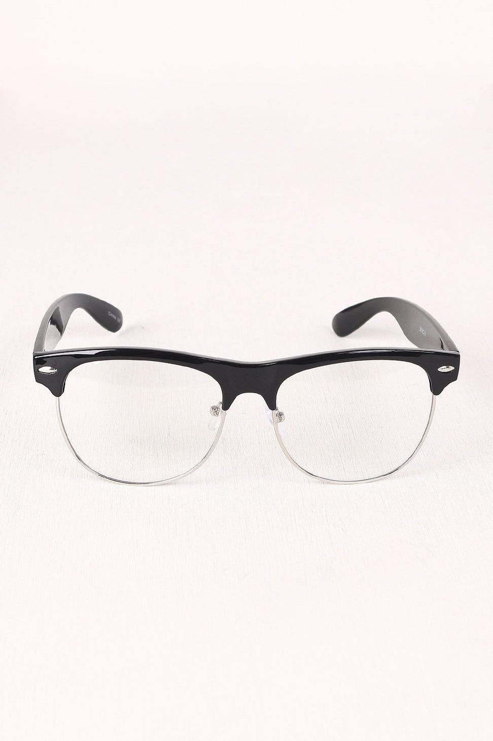 Semi-Wayfarer Design Crystal Clear Lens Glasses