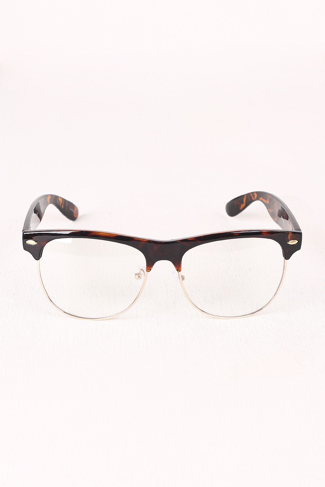 Semi-Wayfarer Design Crystal Clear Lens Glasses