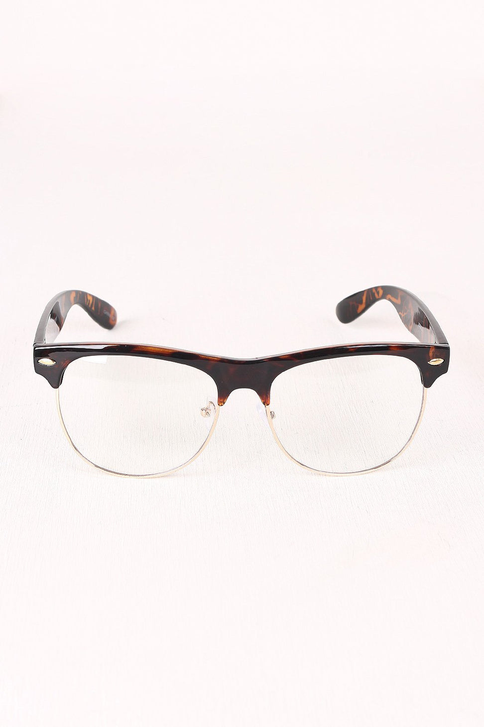 Semi-Wayfarer Design Crystal Clear Lens Glasses