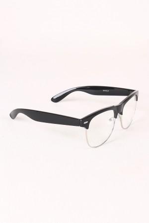 Semi-Wayfarer Design Crystal Clear Lens Glasses