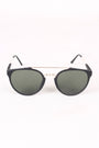 Matte Retro Double Bridge Round Lens Sunglasses