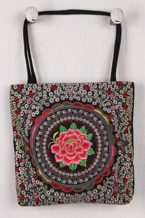 Floral Embroidery Canvas Tote Bag - NoveltyOne