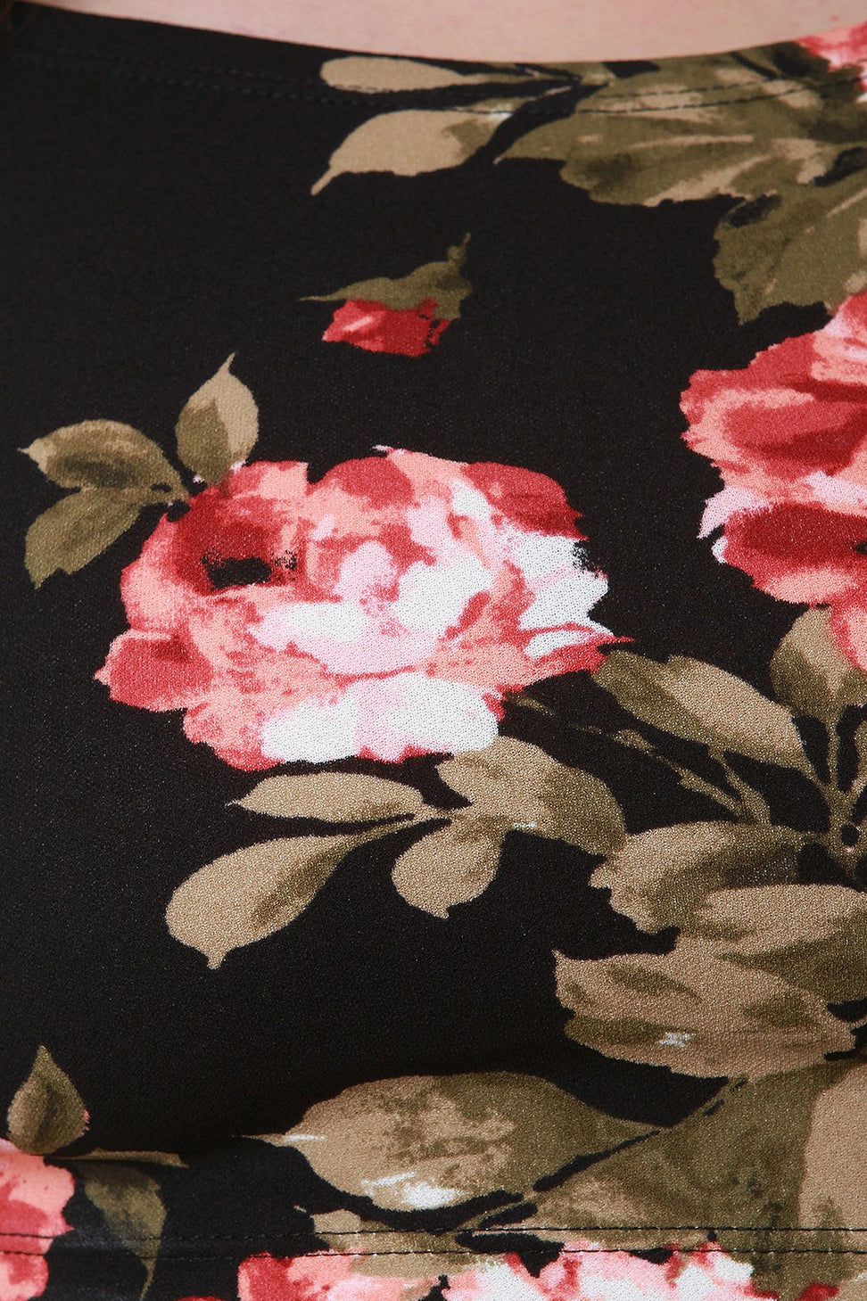 Boat Neck Floral Crop Top