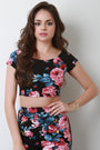 Boat Neck Floral Crop Top