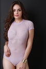 Semi-Sheer Mesh Short Sleeve Bodysuit