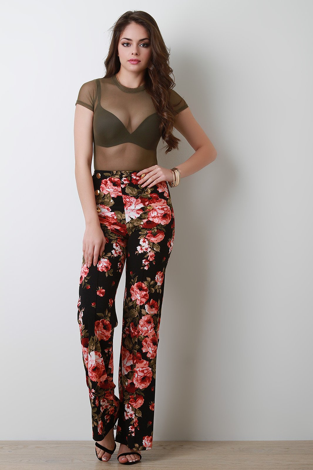 Semi-Sheer Mesh Short Sleeve Bodysuit