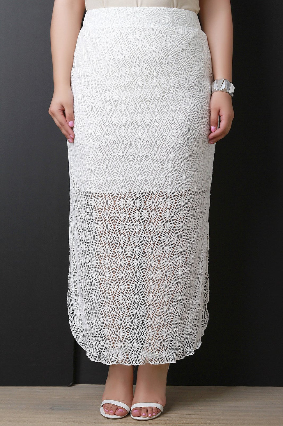 Crochet Side Slit Maxi Skirt