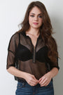Hoodie Mesh Half Zip Top