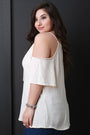 Cold Shoulder Lace Up Flowy Top