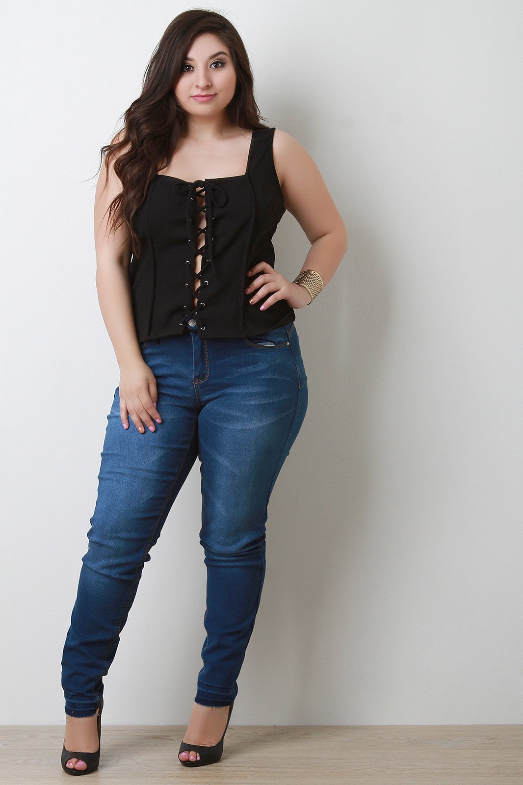 Corset Lace Up Visible Seam Top