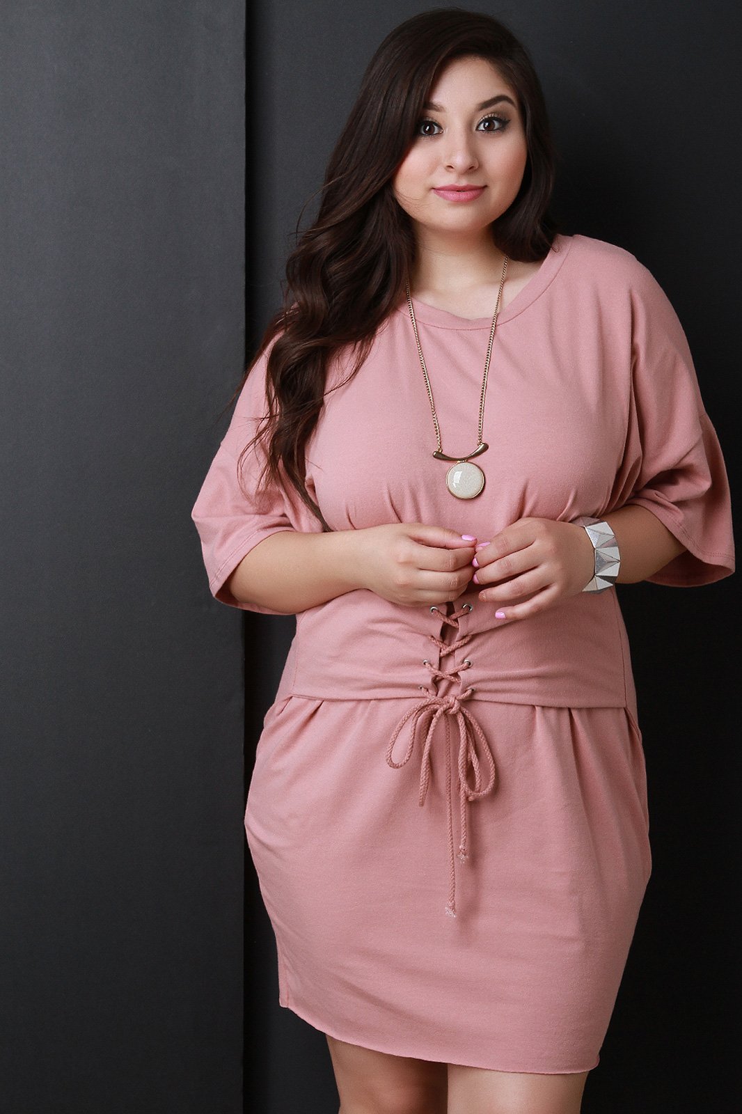 Round Neck Corset Shift T-Shirt Dress