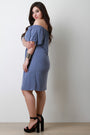 Off The Shoulder Self-Tie Sleeve Shift Dress