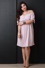 Off The Shoulder Self-Tie Sleeve Shift Dress