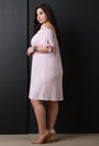 Off The Shoulder Self-Tie Sleeve Shift Dress